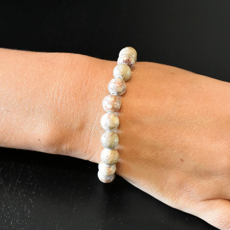 Bracelet en Agate Fossile Harmonie et Équilibre Bracelet en Agate Fossile Harmonie et Équilibre
