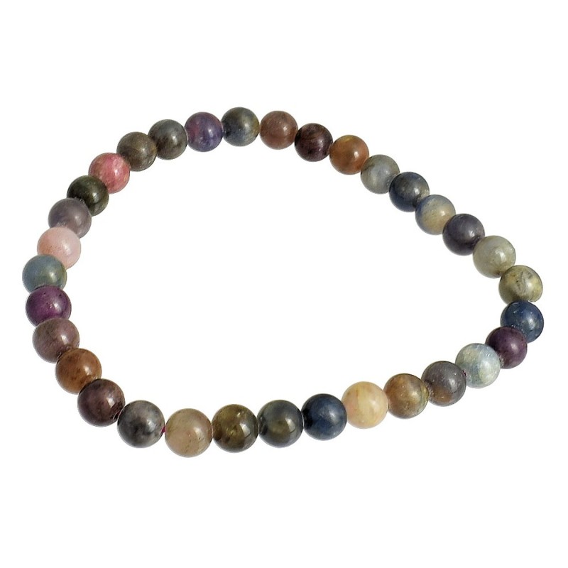Bracelet boules polies saphirs multicolores