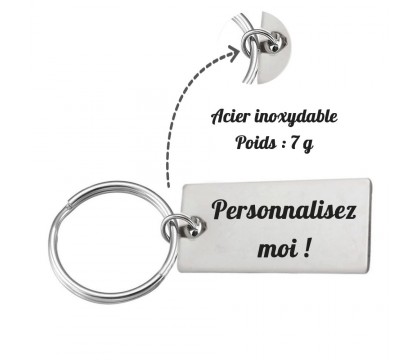 Porte-clés personnalisable plaque rectangulaire Gravure au laser personnalisée Acier Inoxydable 2 lignes message cadeau texte fê Porte-clés personnalisable plaque rectangulaire Gravure au laser personnalisée Acier Inoxydable 2 lignes message cadeau texte fê