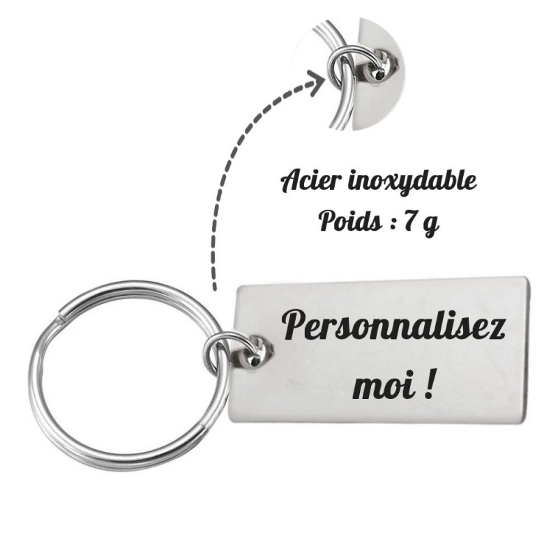 Porte-clés personnalisable plaque rectangulaire Gravure au laser personnalisée Acier Inoxydable 2 lignes message cadeau texte fê Porte-clés personnalisable plaque rectangulaire Gravure au laser personnalisée Acier Inoxydable 2 lignes message cadeau texte fê