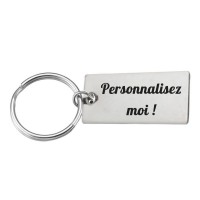 Porte-clés personnalisable plaque rectangulaire Gravure au laser personnalisée Acier Inoxydable 2 lignes message cadeau texte fê