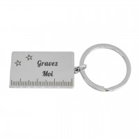 Porte-clés règle d'écolier en acier gravure personnalisée