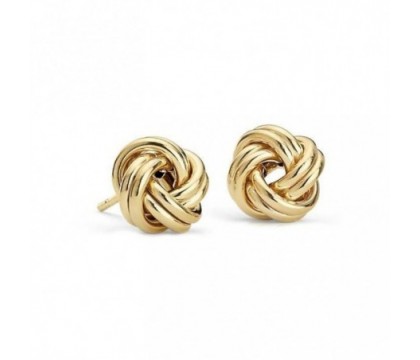 Boucles d'oreilles puce noeud Plaqué OR 750 3 microns