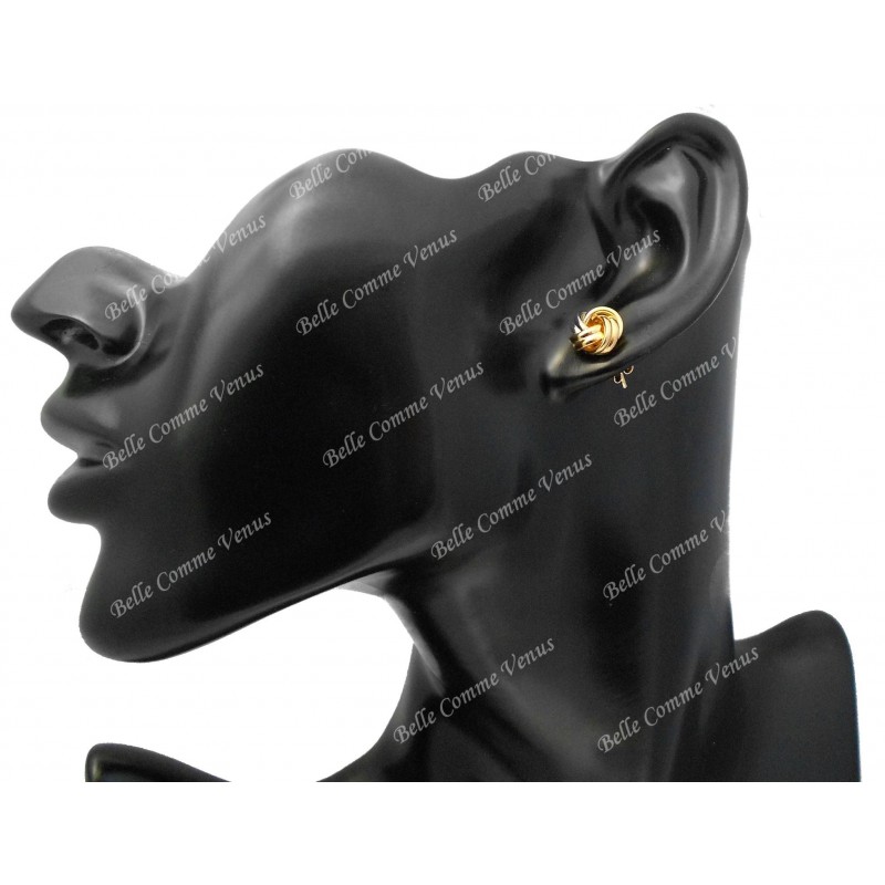 Boucles d'oreilles puce noeud Plaqué OR 750 3 microns