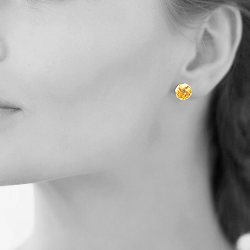 Boucles d'oreilles puce noeud Plaqué OR 750 3 microns