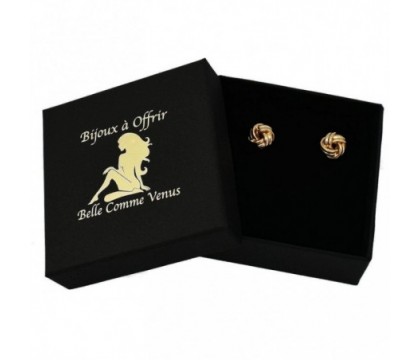 Boucles d'oreilles puce noeud Plaqué OR 750 3 microns