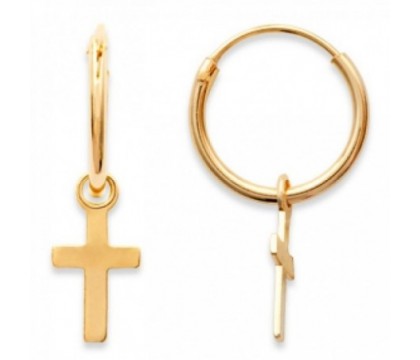 Boucles d'oreilles créole croix Plaqué or 750 3 microns