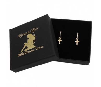 Boucles d'oreilles créole croix Plaqué or 750 3 microns
