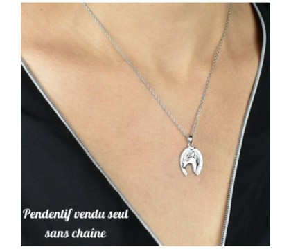 Pendentif fer à cheval porte bonheur Argent 925 Rhodié