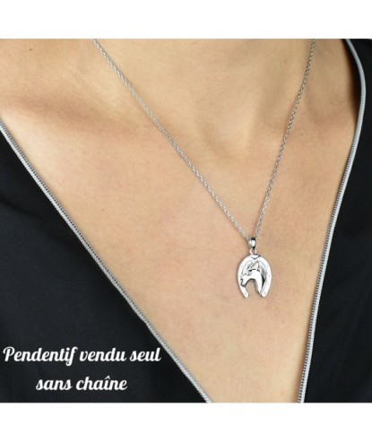 Pendentif fer à cheval porte bonheur Argent 925 Rhodié