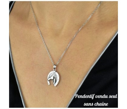 Pendentif fer à cheval porte bonheur Argent 925 Rhodié