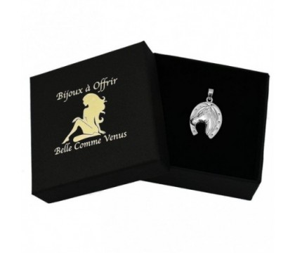 Pendentif fer à cheval porte bonheur Argent 925 Rhodié