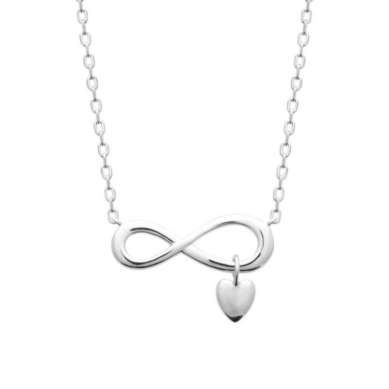 Collier infini coeur pendant Argent 925 Rhodié
