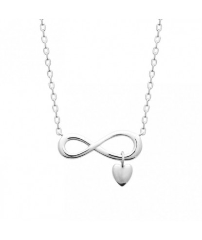 Collier infini coeur pendant Argent 925 Rhodié