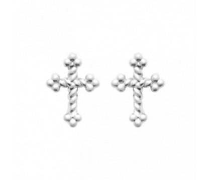 Boucles d'oreilles croix trèfle Argent 925 Rhodié