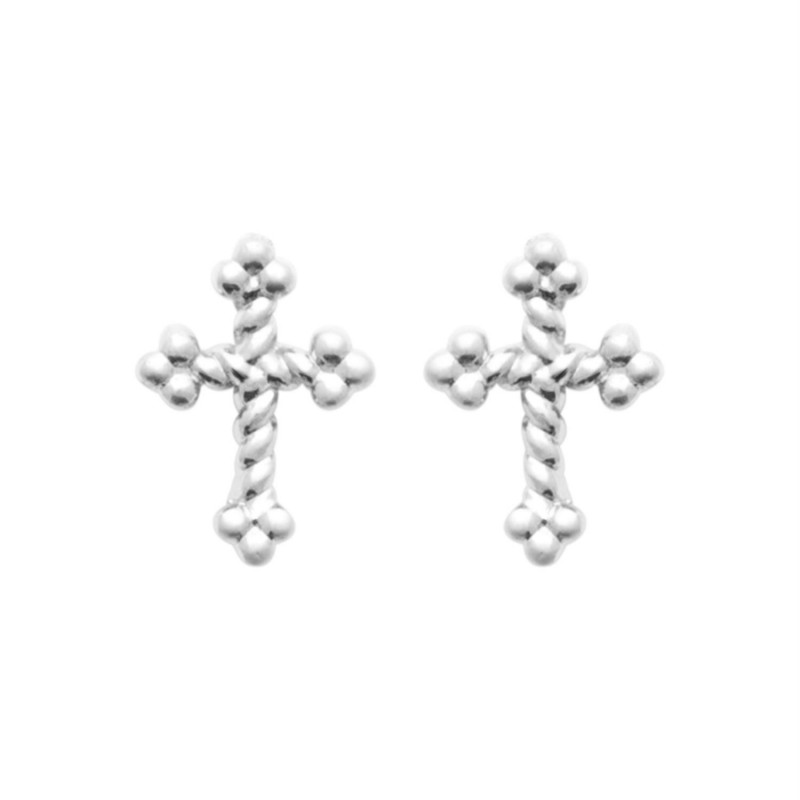Boucles d'oreilles croix trèfle Argent 925 Rhodié