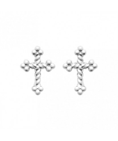 Boucles d'oreilles croix trèfle Argent 925 Rhodié