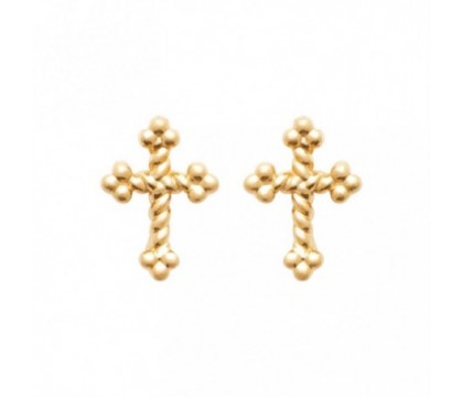 Boucles d'oreilles croix trèfle Plaqué OR 750 3 microns