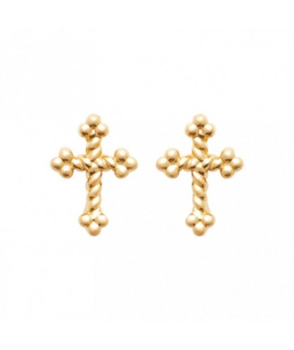 Boucles d'oreilles croix trèfle Plaqué OR 750 3 microns