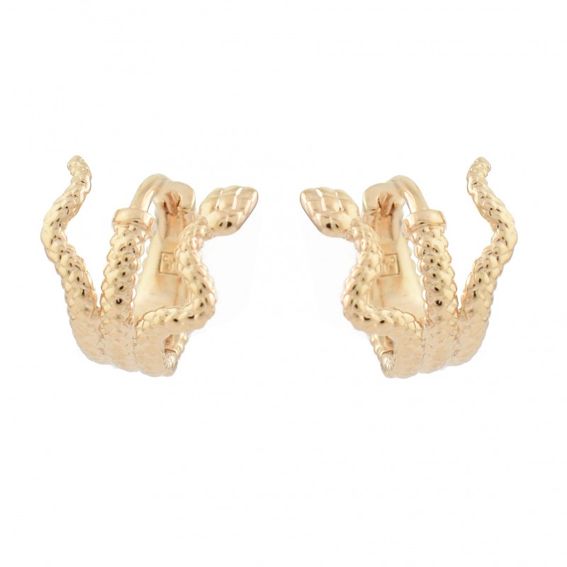 Boucles d'oreilles Créoles serpent enroulé Plaqué or 750 3 microns Boucles d'oreilles Créoles serpent enroulé Plaqué or 750 3 microns