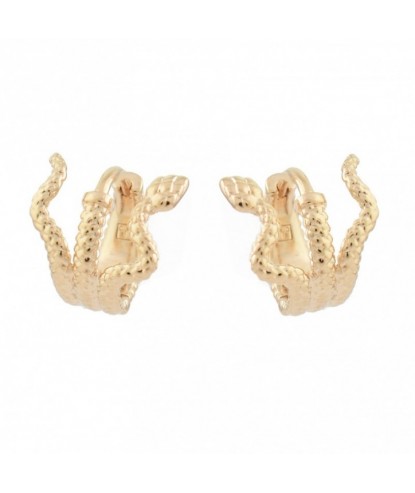 Boucles d'oreilles Créoles serpent enroulé Plaqué or 750 3 microns