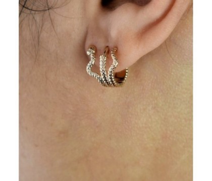 Boucles d'oreilles Créoles serpent enroulé Plaqué or 750 3 microns
