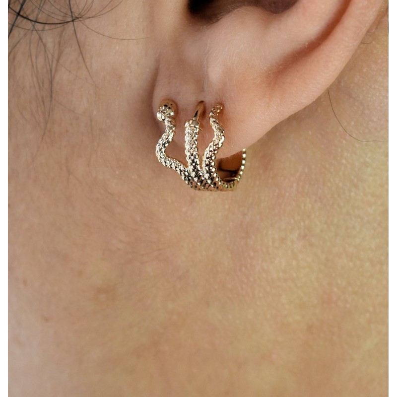 Boucles d'oreilles Créoles serpent enroulé Plaqué or 750 3 microns Boucles d'oreilles Créoles serpent enroulé Plaqué or 750 3 microns
