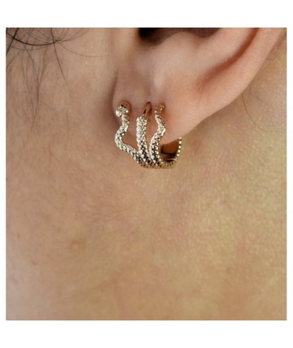 Boucles d'oreilles Créoles serpent enroulé Plaqué or 750 3 microns