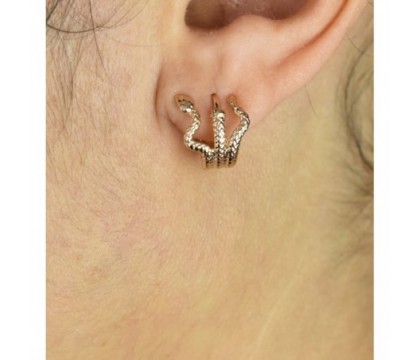 Boucles d'oreilles Créoles serpent enroulé Plaqué or 750 3 microns Boucles d'oreilles Créoles serpent enroulé Plaqué or 750 3 microns