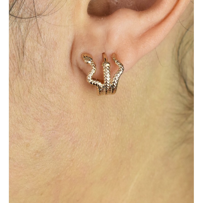 Boucles d'oreilles Créoles serpent enroulé Plaqué or 750 3 microns Boucles d'oreilles Créoles serpent enroulé Plaqué or 750 3 microns