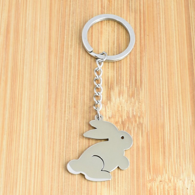 Porte-clés lapin ajouré en acier