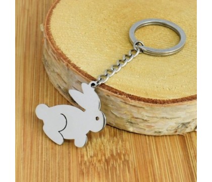 Porte-clés lapin ajouré en acier