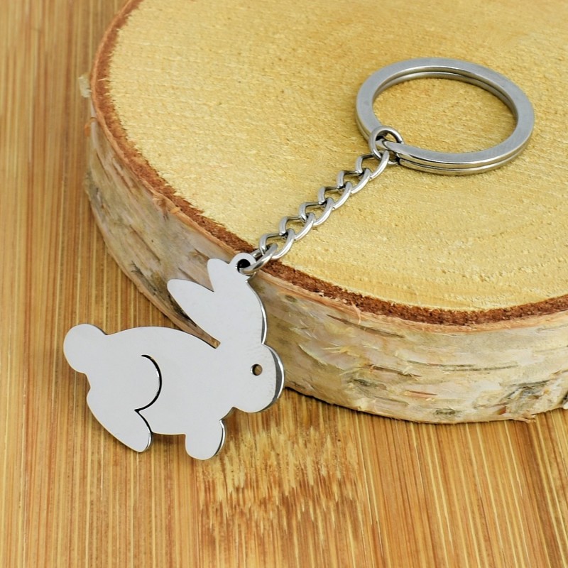 Porte-clés lapin ajouré en acier