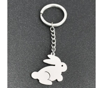 Porte-clés lapin ajouré en acier
