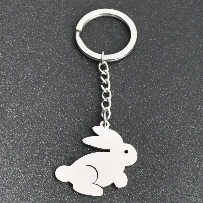 Porte-clés lapin ajouré en acier