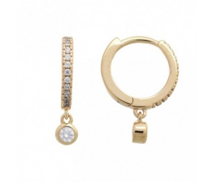 Boucles d'oreilles mini créole serties d'oxydes de zirconium Plaqué or 750 3 microns