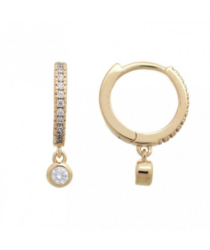 Boucles d'oreilles mini créole serties d'oxydes de zirconium Plaqué or 750 3 microns