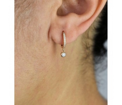 Boucles d'oreilles mini créole serties d'oxydes de zirconium Plaqué or 750 3 microns