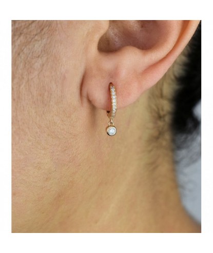 Boucles d'oreilles mini créole serties d'oxydes de zirconium Plaqué or 750 3 microns