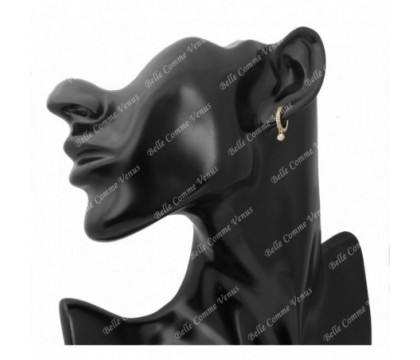 Boucles d'oreilles mini créole serties d'oxydes de zirconium Plaqué or 750 3 microns