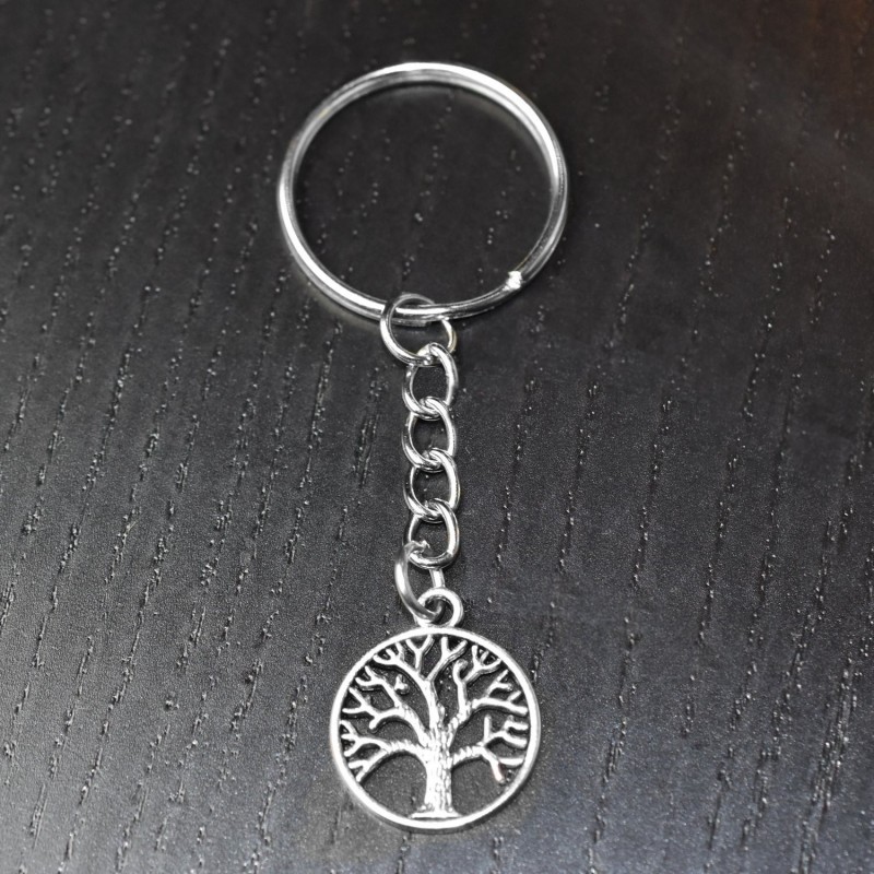 Porte-clés arbre de vie argenté