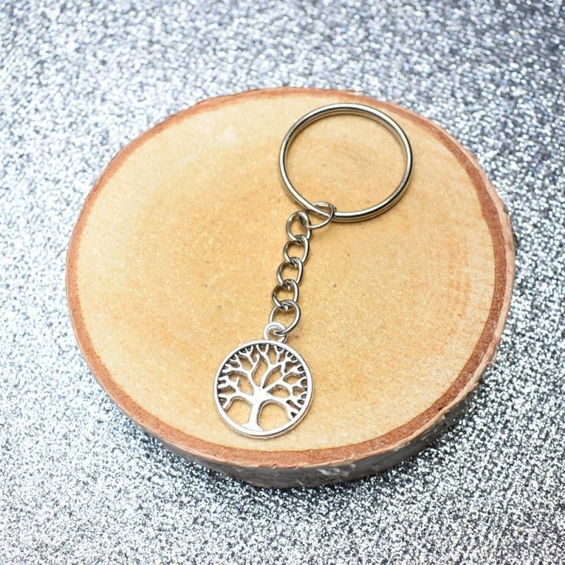 Porte-clés arbre de vie argenté