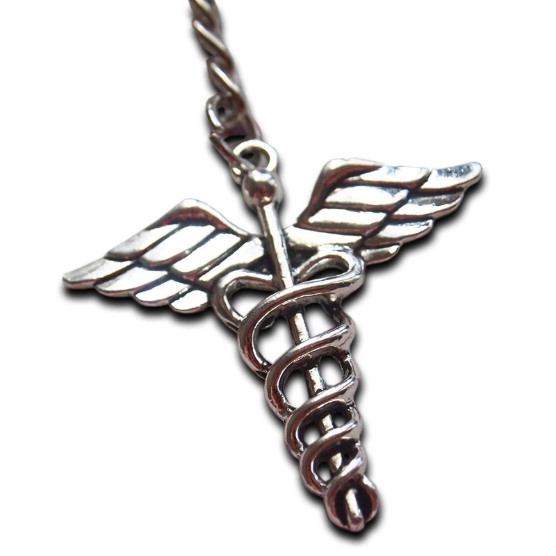 Porte-clés caducée médicale argenté