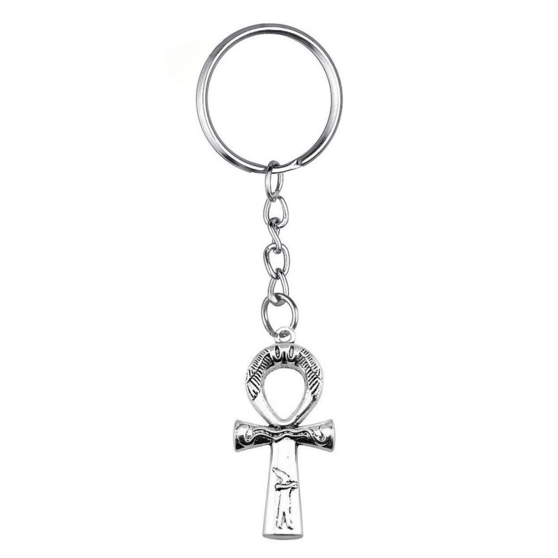Porte-clés ânkh croix ansée hiéroglyphe égyptien argenté Porte-clés ânkh croix ansée hiéroglyphe égyptien argenté