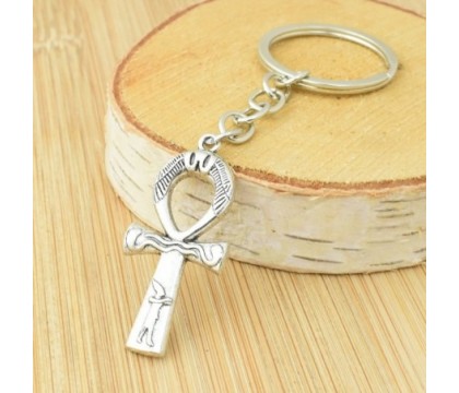 Porte-clés ânkh croix ansée hiéroglyphe égyptien argenté