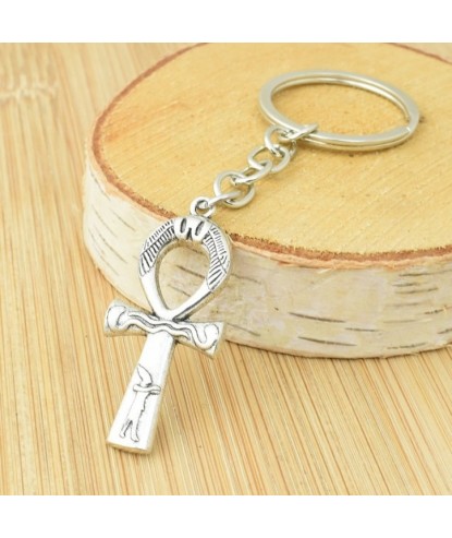 Porte-clés ânkh croix ansée hiéroglyphe égyptien argenté