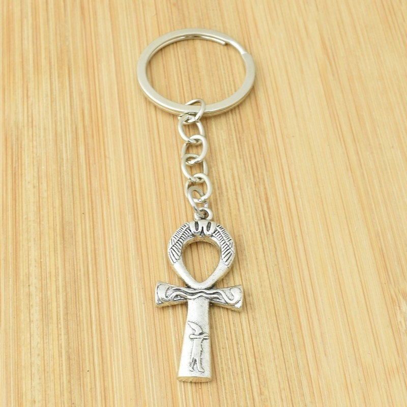 Porte-clés ânkh croix ansée hiéroglyphe égyptien argenté Porte-clés ânkh croix ansée hiéroglyphe égyptien argenté