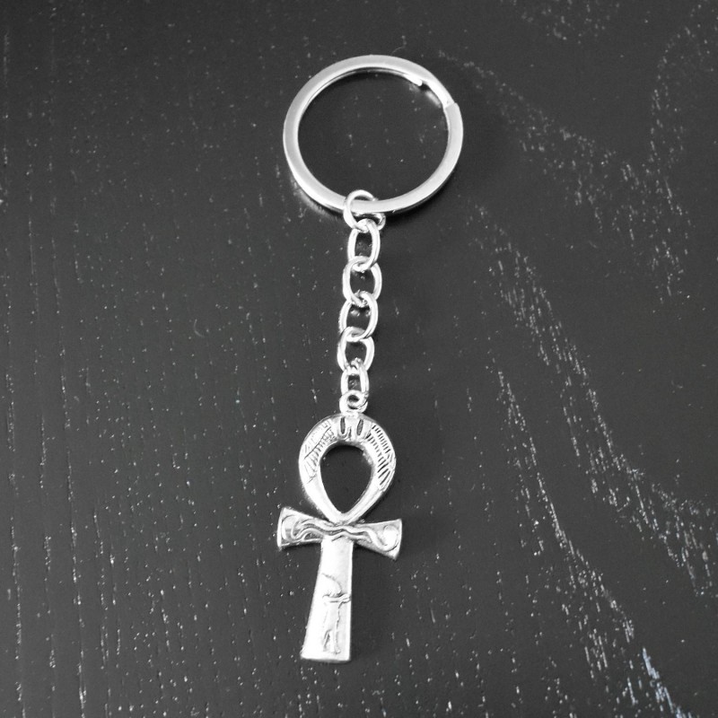 Porte-clés ânkh croix ansée hiéroglyphe égyptien argenté Porte-clés ânkh croix ansée hiéroglyphe égyptien argenté