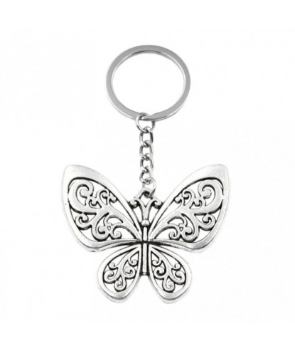 Porte-clés papillon ajouré argenté