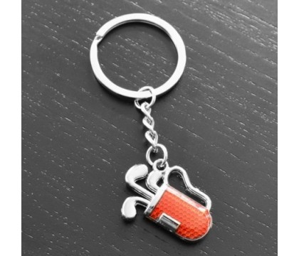 Porte-clés sac de golf 3 clubs caddie rouge Porte-clés sac de golf 3 clubs caddie rouge